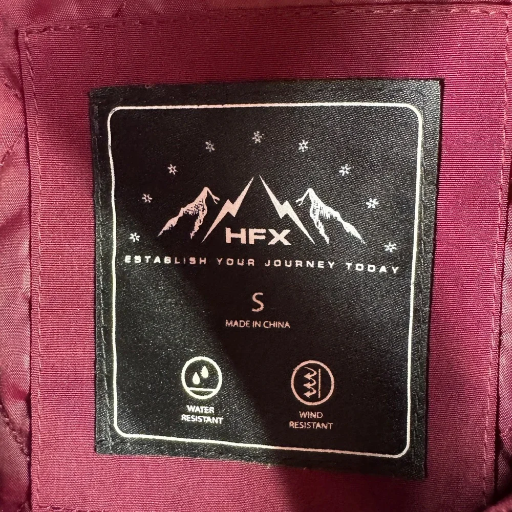 HFX Hooded Raincoat Women S Water Wind Resistant Burgundy Jacket‎ Zip Button